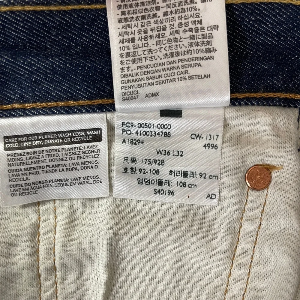 Levis Jeans Mens 36x32 Blue 501 XX Original Button Fly Shrink to Fit Indigo Wash